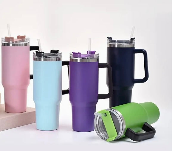 1pc Straw Tumbler, Reusable Vacuum Tumbler With Straw, Insulated